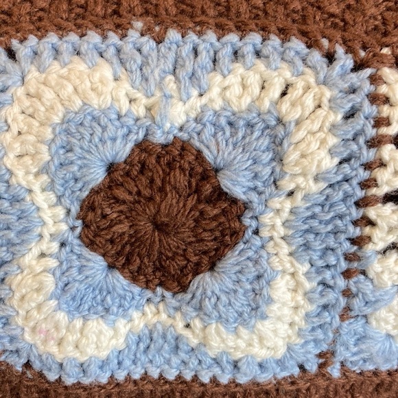 Sunday Best Crochet Knit Squares Cropped Sweater Vest S Academia Boho Grannycore - Picture 6 of 16